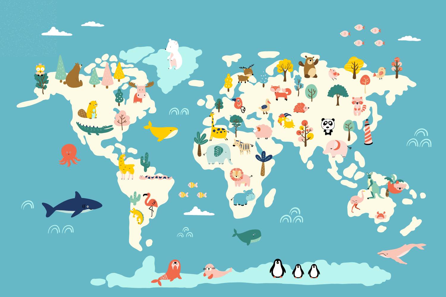 mapa zwierząt na świecie